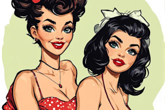 pin up girl and pin up girl illustration