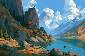create stunning fantasy landscape, background illustration