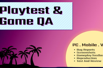 professionally QA test your unity, PC, mobile, or VR game
