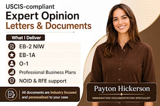 write US expert opinion for eb2niw eb1a o1 immigration visa