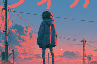 design anime hip hop emo album cover art, single rap mixtape rnb, retro y2k ep