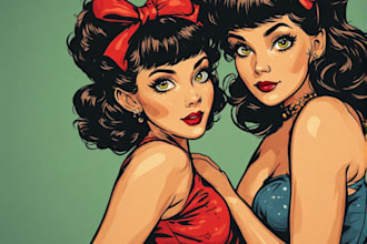 pin up girl and pin up girl illustration