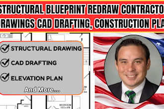 structural blueprint redraw contractor drawings cad drafting, construction plans