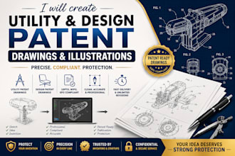 create utility and design patent  drawings and patent illustrations