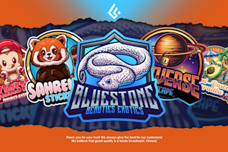 design custom unique stickers badge, and logo illustration