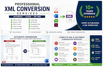 convert PDF, word, epub to XML, jats XML, docbook XML with professional format