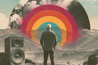 create vintage retro, modern album cover art