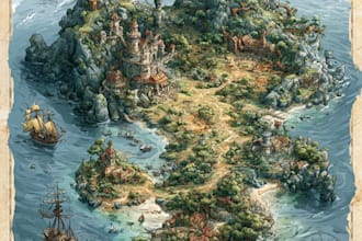 draw a custom map for fantasy, scifi, book or boardgame