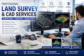 design cad survey drawings, process survey data, and create land survey plans