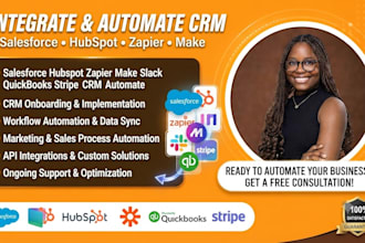 integrate salesforce hubspot zapier make slack quickbooks stripe CRM automate