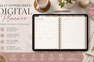 design a minimalist hyperlinked planner for etsy