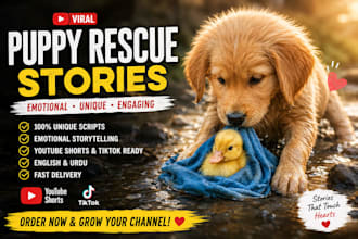 write viral emotional puppy rescue stories for youtube shorts and tiktok