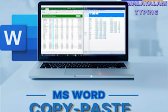 provide data entry copy paste ms word and malayalam typing