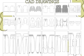 draw fashion technical flats and cad sketches