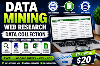 do web research, data mining, data collection and excel data entry