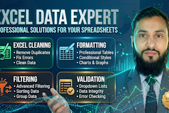 do excel data cleaning, formatting, filtering and sorting