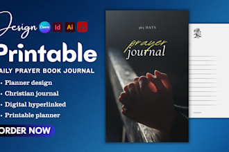 design printable planner template, daily prayer book journal digital hyperlinked
