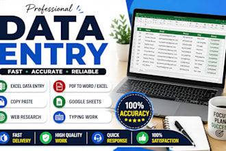 do accurate data entry, excel, canva , video editing