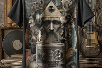create vintage bootleg t shirt and album cover art