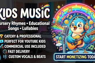 sing and produce a custom kids song lullaby composition for your brand or child