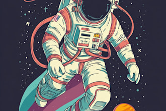 create a high quality custom sci fi astronaut illustration
