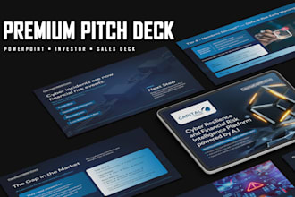 design a premium investor pitch deck, powerpoint presentation, or sales deck