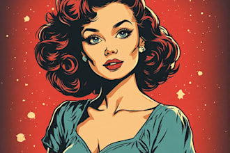 create an illustration of a pin up girl retro pinup