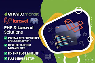 install PHP script, develop laravel website, and fix PHP bugs