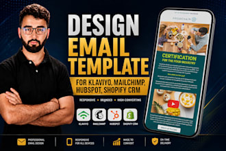 design responsive email template for klaviyo, mailchimp, hubspot, shopify CRM