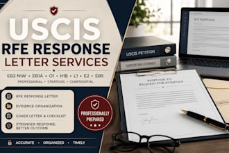 write a professional uscis rfe response letter for eb2 niw eb1a o1 h1b visas