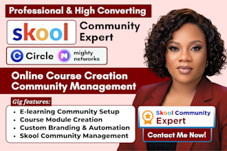 skool community setup, skool online course setup, skool online community manager