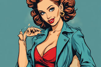 create an illustration of a pin up girl model pinup
