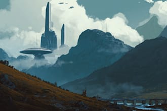 create professional sci fi concept art and environment design