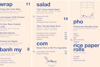 create a modern menu design for cafe, restaurant, or bar