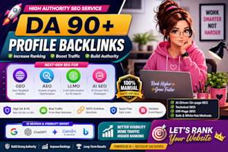 optimize off page SEO aeo GEO llmo and build da 90 dofollow links