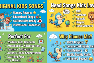 create original educational kids songs nursery rhymes for youtube and preschool