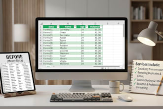 do professional excel data entry, data cleaning, and formatting