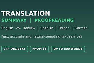 translate and proofread hebrew to english and english to hebrew