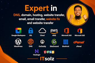 fix domain transfer, dns, SSL, AWS vps, cpanel, google workspace and zoho