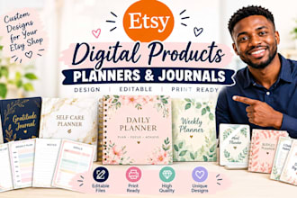 design etsy digital products and digital planners