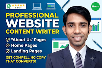 write website content, about us, home and landing pages