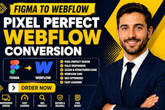 be your webflow expert, figma to webflow responsive cms ecommerce landing page