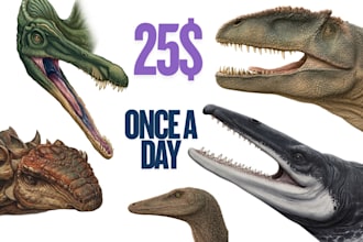 make 1 dinosaur portrait everyday just for 25 dollars