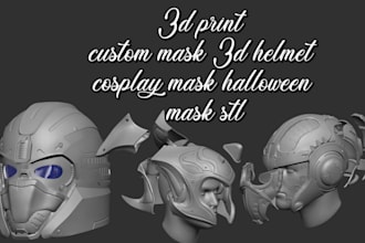 craete 3d print and paint custom mask 3d helmet cosplay mask halloween mask stl