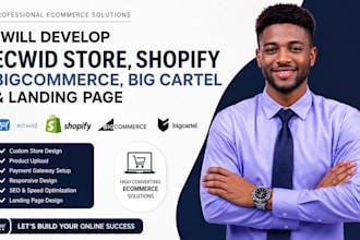 develop ecwid store shopify ecommerce bigcommerce design big cartel landing page