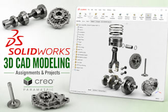 do 3d modeling projects in solidworks and creo for you