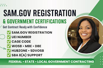 do sam gov registration, get uei and cage code, apply for any sba certifications