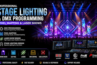 design professional stage lighting, dmx programming pixel mapping and laser show