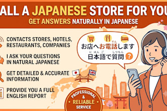 call japanese stores, hotels and companies for you
