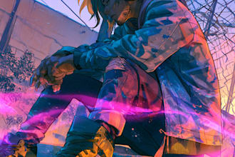 design anime cartoon cover art for your album cover
